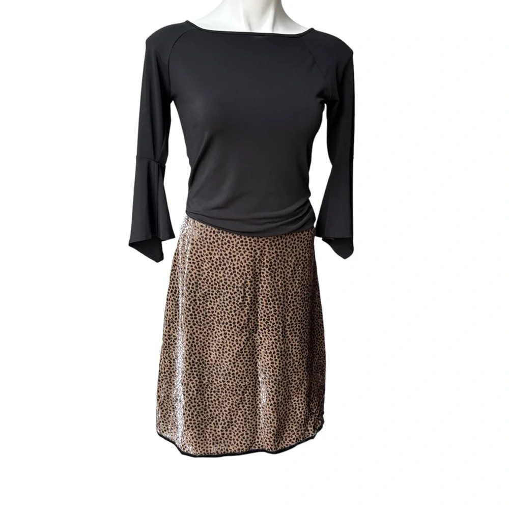 Elspeth Gibson London Animal Cheetah Print Dot Velvet Silk Blend Skirt - Picture 4 of 15